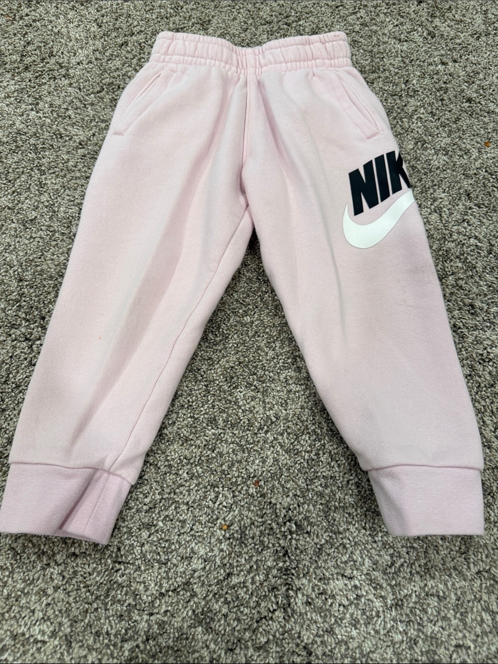 Nike Pink Kids Fleece Joggers with Black & White Logo